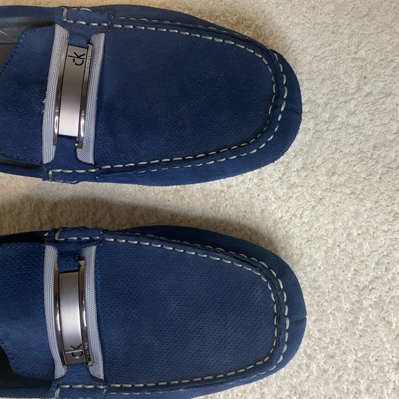 Calvin Klein Blue Marcell Perforated Suede Drivers - Picture 3 of 4